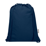 Sac à cordon en coton recyclé avec fermeture rapide 5 L 180 g/m² couleur bleu marine deuxième vue frontale