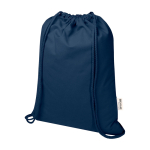 Sac à cordon en coton recyclé avec fermeture rapide 5 L 180 g/m² couleur bleu marine
