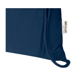 Sac à cordon en coton recyclé avec fermeture rapide 5 L 180 g/m² couleur bleu marine vue détail 1