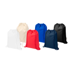 Sac à cordon en coton recyclé avec fermeture rapide 5 L 180 g/m² couleur bleu marine deuxième vue en couleurs