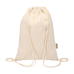 Sac à cordon en coton recyclé avec fermeture rapide 5 L 180 g/m² couleur naturel deuxième vue frontale