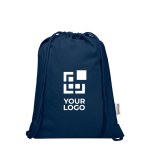 Sac à cordon en coton recyclé avec fermeture rapide 5 L 180 g/m² avec zone d'impression