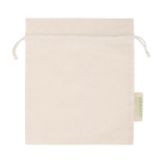 Sac cadeau en coton avec fermeture à cordon 30 x 25 cm 140 g/m² couleur naturel deuxième vue frontale