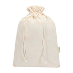 Sac cadeau en coton avec fermeture à cordon 42 x 30 cm 140 g/m² couleur naturel troisième vue frontale