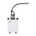 Étiquette de bagage avec fenêtre pour informations et cordon sécurisé couleur blanc deuxième vue frontale