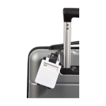 Étiquette de bagage avec fenêtre pour informations et cordon sécurisé couleur blanc deuxième vue