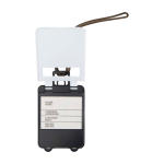 Étiquette de bagage avec fenêtre pour informations et cordon sécurisé couleur blanc troisième vue frontale