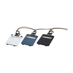 Étiquette de bagage avec fenêtre pour informations et cordon sécurisé couleur blanc deuxième vue en couleurs