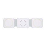 Chargeur sans fil 3 en 1 pliable et magnétique 15 W couleur blanc deuxième vue frontale
