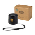 Enceinte Bluetooth compact sur mesure avec charge USB-C 3 W couleur noir vue avec impression sérigraphique