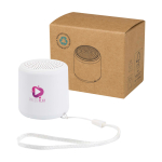 Enceinte Bluetooth compact sur mesure avec charge USB-C 3 W couleur blanc vue avec impression sérigraphique
