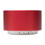 Haut-parleur Bluetooth en aluminium recyclé avec microphone 3 W couleur rouge deuxième vue frontale