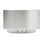 Haut-parleur Bluetooth en aluminium recyclé avec microphone 3 W couleur argenté deuxième vue frontale