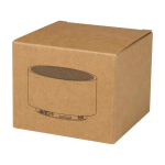 Haut-parleur Bluetooth en aluminium recyclé avec microphone 3 W couleur bleu roi deuxième vue avec boîte