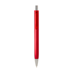Stylo à bille en plastique recyclé avec encre semi-gel noire 0,7 mm couleur rouge deuxième vue frontale