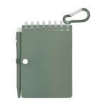 Mini carnet à spirale avec stylo à encre noire couleur vert chiné deuxième vue arrière
