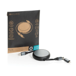 Câble rétractable 2 en 1 en aluminium recyclé, charge et données 240 W couleur noir vue avec boîte