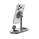 Chargeur de bureau écologique 3-en-1 sans fil magnétique 25 W couleur gris quatrième vue