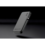 Batterie externe 10 000 mAh, câble rétractable et indicateur de charge couleur noir vue d'ambiance