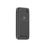 Batterie externe écologique avec câble rétractable 45 W 20 000 mAh couleur noir vue avec logo