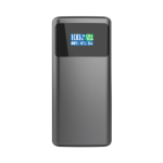 Batterie externe 10 000 mAh 45 W avec câble rétractable et indicateur couleur gris quatrième vue