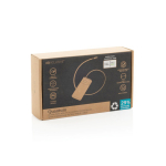 Batterie externe 10 000 mAh 45 W avec câble rétractable et indicateur couleur gris vue avec boîte