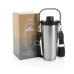 Bouteille isotherme en acier inoxydable recyclé avec cordon 600 ml couleur argenté deuxième vue avec boîte