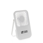 Ventilateur de bureau rechargeable, 3 vitesses, 5 W, 1 200 mAh couleur blanc avec zone d'impression