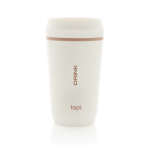 Mug isotherme en plastique recyclé avec couvercle 360° Topl 350 ml couleur blanc vue avec logo