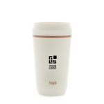 Mug isotherme en plastique recyclé avec couvercle 360° Topl 350 ml couleur blanc avec zone d'impression