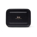 Boîte repas en acier inoxydable recyclé avec sangle élastique 750 ml couleur noir vue avec logo