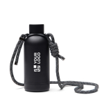 Gourde isotherme en acier inoxydable recyclé avec cordon 400 ml couleur noir avec zone d'impression