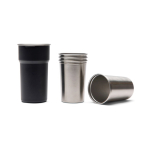 Tasse de voyage 450 ml en inox recyclé avec verres intégrés couleur noir troisième vue