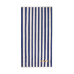Serviette de plage en coton recyclé à rayures 450 g/m² 80 x 160 cm couleur bleu marine vue avec logo