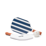 Jeu de pickleball avec raquettes en bois et balle couleur bleu marine avec zone d'impression