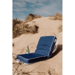 Chaise de plage portable pliable en polyester avec 6 inclinaisons couleur bleu marine vue d'ambiance