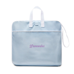 Chaise de plage portable pliable en polyester avec 6 inclinaisons couleur bleu ciel vue avec logo