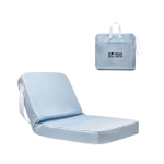 Chaise de plage portable pliable en polyester avec 6 inclinaisons couleur bleu ciel avec zone d'impression
