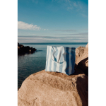 Sac de plage en coton recyclé avec bandoulières et anses 390 g/m² couleur bleu ciel vue d'ambiance 2