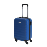 Valise cabine 4 roues avec serrure à code et coque en plastique couleur bleu première vue