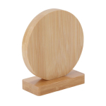 Plaque commémorative circulaire en bambou avec double aimant troisième vue