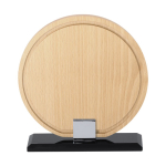 Plaque trophée ronde en bois avec base en verre noir couleur naturel première vue