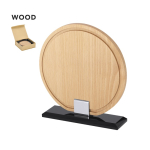 Plaque trophée ronde en bois avec base en verre noir