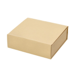 Plaque trophée ronde en bois avec base en verre noir vue avec boîte