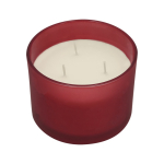 Bougie parfumée en pot de verre à trois mèches, plusieurs parfums couleur rouge première vue