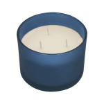 Bougie parfumée en pot de verre à trois mèches, plusieurs parfums couleur bleu marine première vue