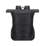 Sac à dos roll-top en RPET avec double fermeture et poche pour PC 15” couleur noir première vue