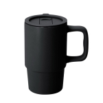 Tasse à emporter en céramique avec couvercle coulissant et mate 430 ml couleur noir première vue