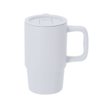 Tasse à emporter en céramique avec couvercle coulissant et mate 430 ml couleur blanc première vue