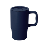 Tasse à emporter en céramique avec couvercle coulissant et mate 430 ml couleur bleu marine première vue